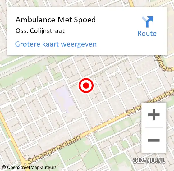 Locatie op kaart van de 112 melding: Ambulance Met Spoed Naar Oss, Colijnstraat op 23 november 2019 05:39