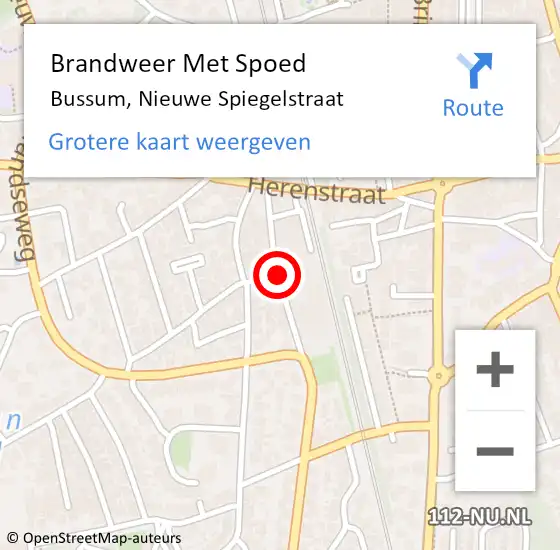 Locatie op kaart van de 112 melding: Brandweer Met Spoed Naar Bussum, Nieuwe Spiegelstraat op 23 november 2019 11:09