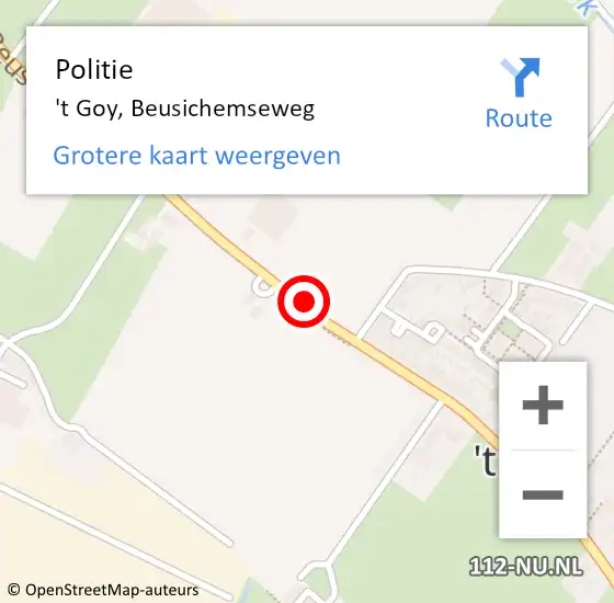 Locatie op kaart van de 112 melding: Politie 't Goy, Beusichemseweg op 23 november 2019 11:25