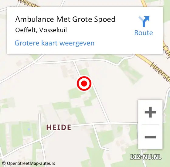 Locatie op kaart van de 112 melding: Ambulance Met Grote Spoed Naar Oeffelt, Vossekuil op 23 november 2019 14:58