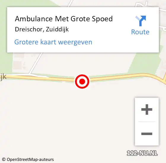 Locatie op kaart van de 112 melding: Ambulance Met Grote Spoed Naar Dreischor, Zuiddijk op 20 april 2014 16:49