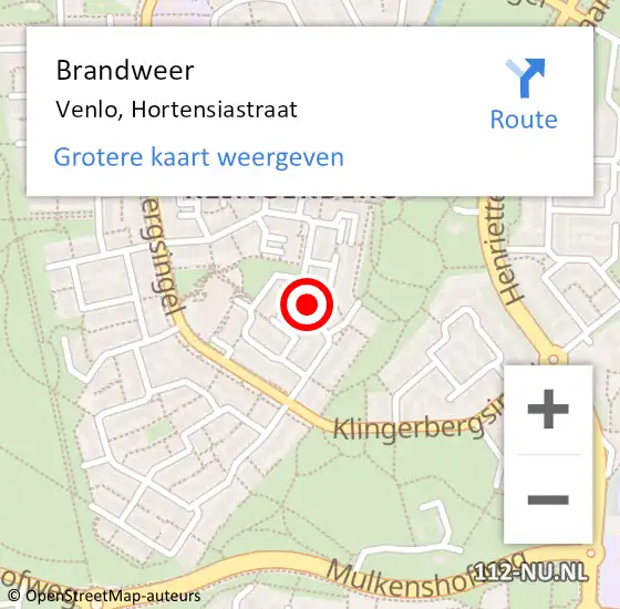 Locatie op kaart van de 112 melding: Brandweer Venlo, Hortensiastraat op 23 november 2019 15:20