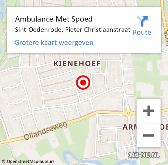 Locatie op kaart van de 112 melding: Ambulance Met Spoed Naar Sint-Oedenrode, Pieter Christiaanstraat op 23 november 2019 17:05