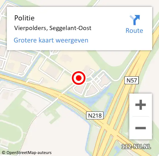 Locatie op kaart van de 112 melding: Politie Vierpolders, Seggelant-Oost op 23 november 2019 17:27