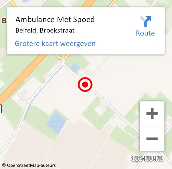 Locatie op kaart van de 112 melding: Ambulance Met Spoed Naar Belfeld, Broekstraat op 23 november 2019 17:33