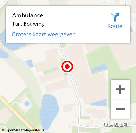 Locatie op kaart van de 112 melding: Ambulance Tuil, Bouwing op 23 november 2019 17:42