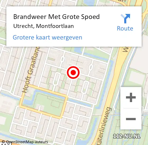 Locatie op kaart van de 112 melding: Brandweer Met Grote Spoed Naar Utrecht, Montfoortlaan op 23 november 2019 17:58