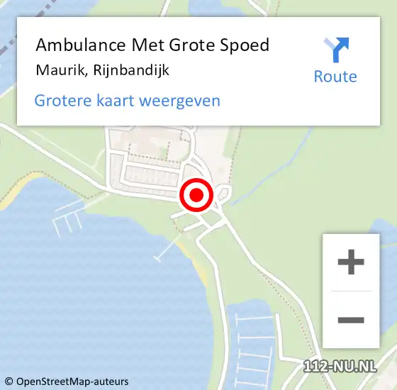 Locatie op kaart van de 112 melding: Ambulance Met Grote Spoed Naar Maurik, Rijnbandijk op 20 april 2014 17:04