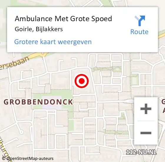 Locatie op kaart van de 112 melding: Ambulance Met Grote Spoed Naar Goirle, Bijlakkers op 29 september 2013 13:24