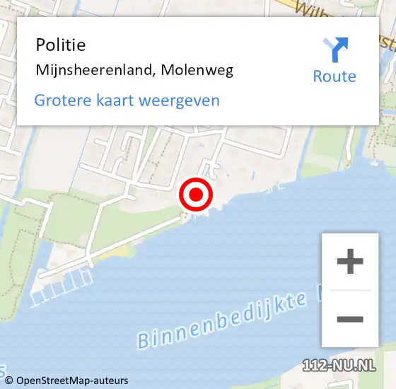 Locatie op kaart van de 112 melding: Politie Mijnsheerenland, Molenweg op 23 november 2019 20:10