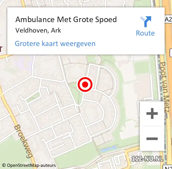 Locatie op kaart van de 112 melding: Ambulance Met Grote Spoed Naar Veldhoven, Ark op 23 november 2019 20:37