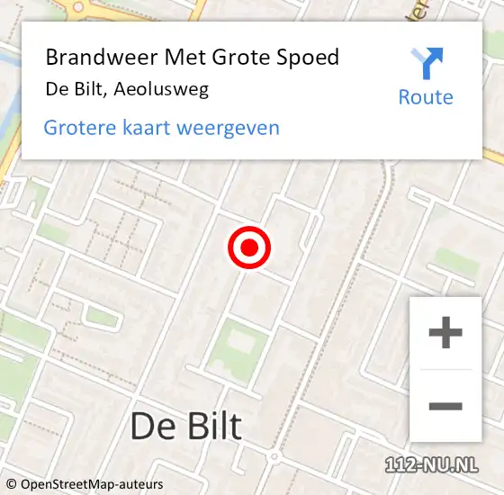 Locatie op kaart van de 112 melding: Brandweer Met Grote Spoed Naar De Bilt, Aeolusweg op 23 november 2019 21:30