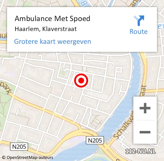 Locatie op kaart van de 112 melding: Ambulance Met Spoed Naar Haarlem, Klaverstraat op 23 november 2019 22:21