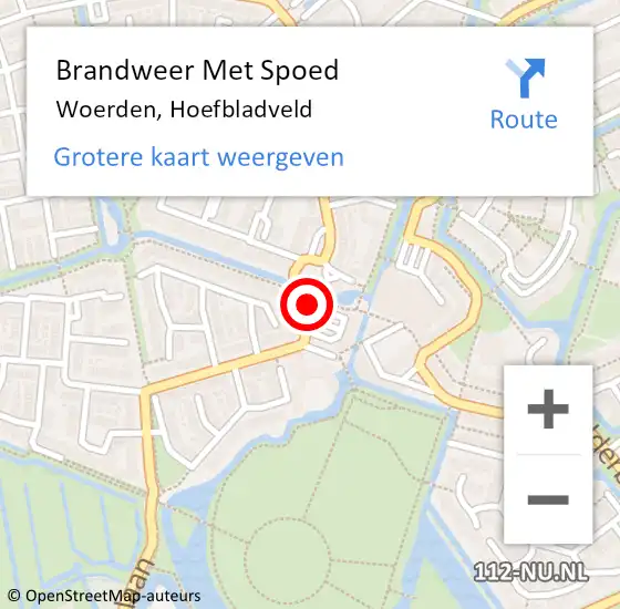 Locatie op kaart van de 112 melding: Brandweer Met Spoed Naar Woerden, Hoefbladveld op 23 november 2019 23:34