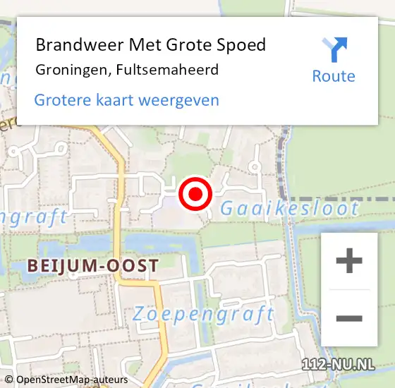 Locatie op kaart van de 112 melding: Brandweer Met Grote Spoed Naar Groningen, Fultsemaheerd op 24 november 2019 00:24