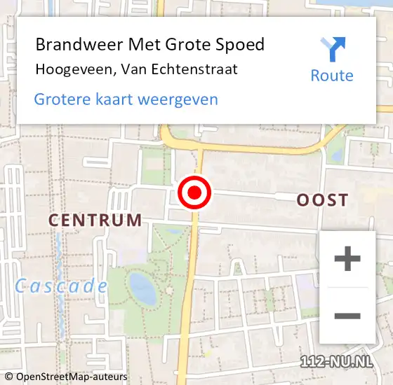 Locatie op kaart van de 112 melding: Brandweer Met Grote Spoed Naar Hoogeveen, Van Echtenstraat op 24 november 2019 01:32