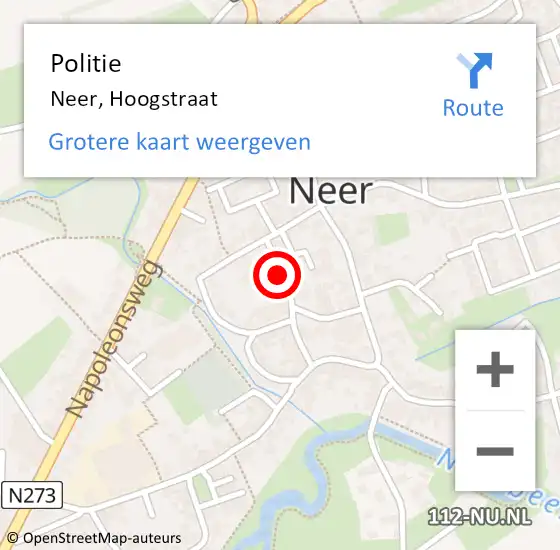 Locatie op kaart van de 112 melding: Politie Neer, Hoogstraat op 24 november 2019 01:43