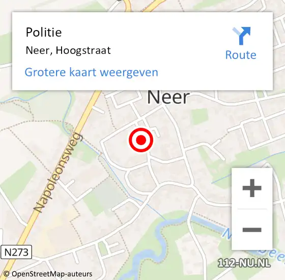 Locatie op kaart van de 112 melding: Politie Neer, Hoogstraat op 24 november 2019 02:11
