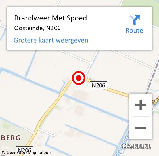 Locatie op kaart van de 112 melding: Brandweer Met Spoed Naar Oosteinde, N206 op 24 november 2019 02:12