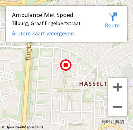 Locatie op kaart van de 112 melding: Ambulance Met Spoed Naar Tilburg, Graaf Engelbertstraat op 24 november 2019 02:26