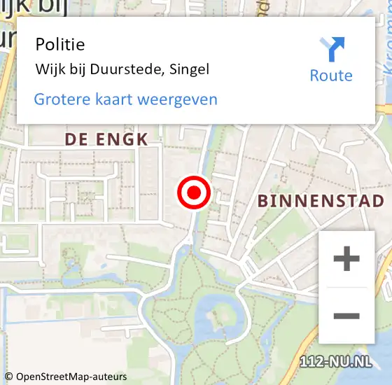 Locatie op kaart van de 112 melding: Politie Wijk bij Duurstede, Singel op 24 november 2019 02:42