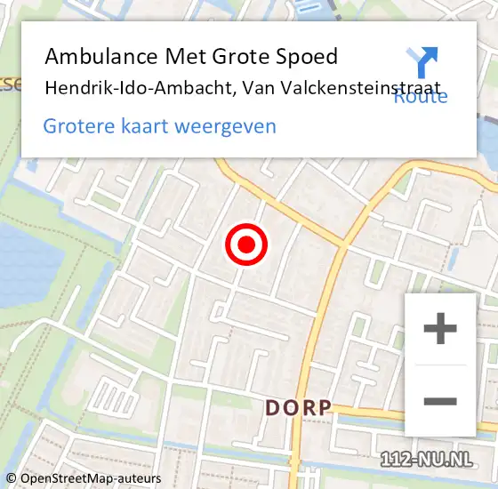 Locatie op kaart van de 112 melding: Ambulance Met Grote Spoed Naar Hendrik-Ido-Ambacht, Van Valckensteinstraat op 24 november 2019 02:56