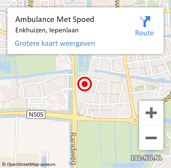 Locatie op kaart van de 112 melding: Ambulance Met Spoed Naar Enkhuizen, Iepenlaan op 24 november 2019 03:40
