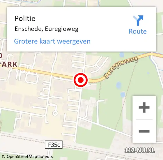 Locatie op kaart van de 112 melding: Politie Enschede, Euregioweg op 24 november 2019 04:50