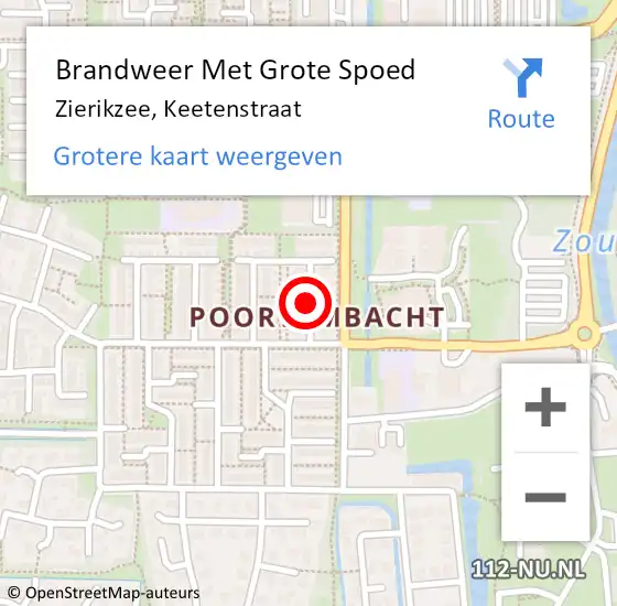 Locatie op kaart van de 112 melding: Brandweer Met Grote Spoed Naar Zierikzee, Keetenstraat op 24 november 2019 05:30