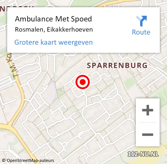 Locatie op kaart van de 112 melding: Ambulance Met Spoed Naar Rosmalen, Eikakkerhoeven op 24 november 2019 06:49