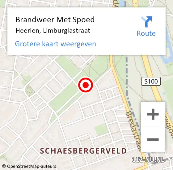 Locatie op kaart van de 112 melding: Brandweer Met Spoed Naar Heerlen, Limburgiastraat op 24 november 2019 08:45