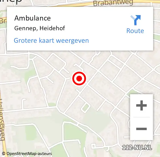 Locatie op kaart van de 112 melding: Ambulance Gennep, Heidehof op 24 november 2019 09:26