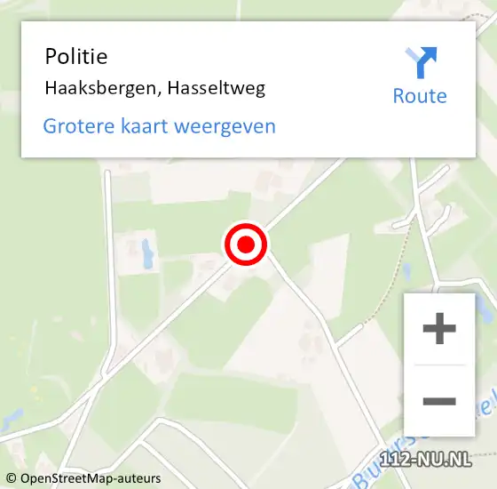 Locatie op kaart van de 112 melding: Politie Haaksbergen, Hasseltweg op 24 november 2019 10:15