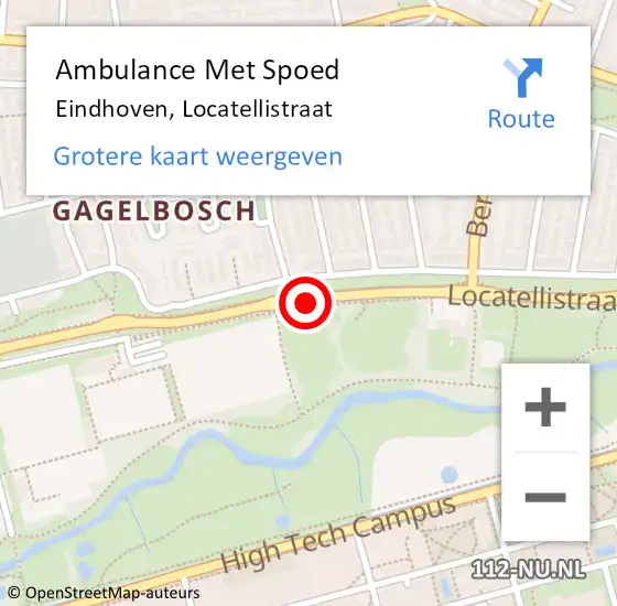 Locatie op kaart van de 112 melding: Ambulance Met Spoed Naar Eindhoven, Locatellistraat op 24 november 2019 11:04