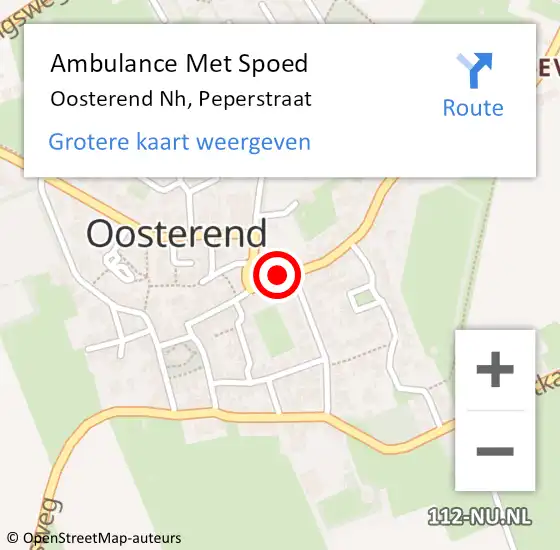 Locatie op kaart van de 112 melding: Ambulance Met Spoed Naar Oosterend Nh, Peperstraat op 24 november 2019 11:34