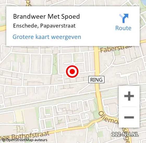 Locatie op kaart van de 112 melding: Brandweer Met Spoed Naar Enschede, Papaverstraat op 24 november 2019 12:03