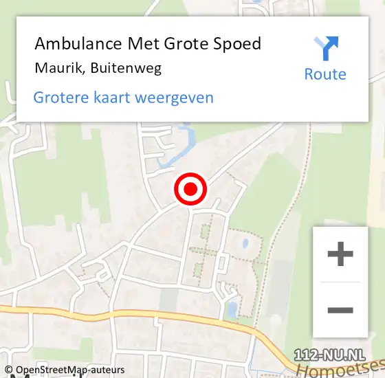 Locatie op kaart van de 112 melding: Ambulance Met Grote Spoed Naar Maurik, Buitenweg op 20 april 2014 17:58