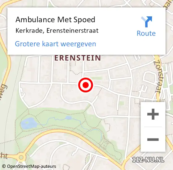 Locatie op kaart van de 112 melding: Ambulance Met Spoed Naar Kerkrade, Erensteinerstraat op 24 november 2019 13:06