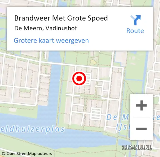 Locatie op kaart van de 112 melding: Brandweer Met Grote Spoed Naar De Meern, Vadinushof op 24 november 2019 13:23