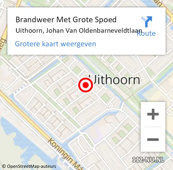 Locatie op kaart van de 112 melding: Brandweer Met Grote Spoed Naar Uithoorn, Johan Van Oldenbarneveldtlaan op 24 november 2019 13:55