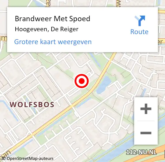 Locatie op kaart van de 112 melding: Brandweer Met Spoed Naar Hoogeveen, De Reiger op 24 november 2019 13:58