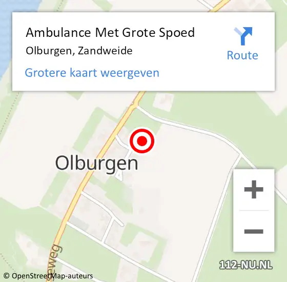 Locatie op kaart van de 112 melding: Ambulance Met Grote Spoed Naar Olburgen, Zandweide op 20 april 2014 18:07