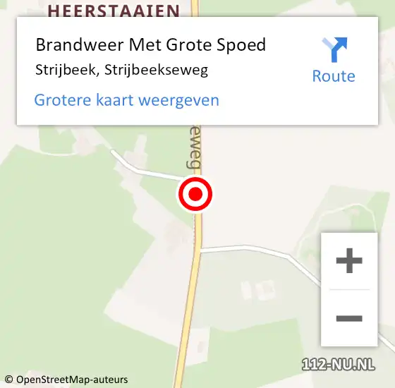 Locatie op kaart van de 112 melding: Brandweer Met Grote Spoed Naar Strijbeek, Strijbeekseweg op 24 november 2019 15:26