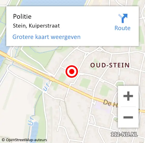 Locatie op kaart van de 112 melding: Politie Stein, Kuiperstraat op 24 november 2019 15:27