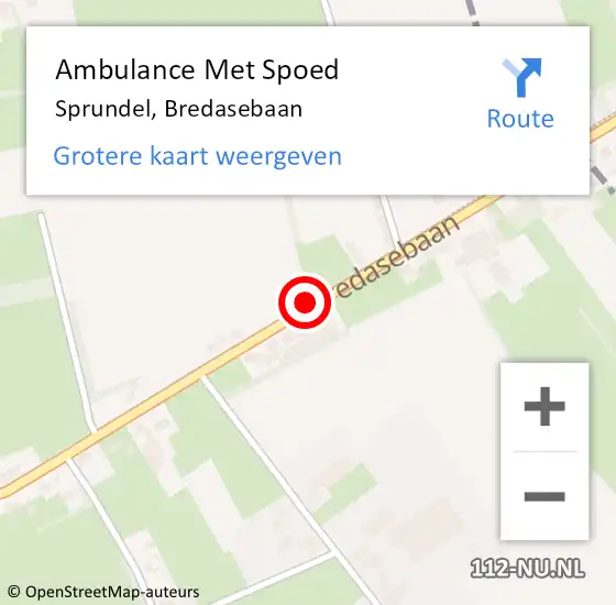 Locatie op kaart van de 112 melding: Ambulance Met Spoed Naar Sprundel, Bredasebaan op 24 november 2019 16:05