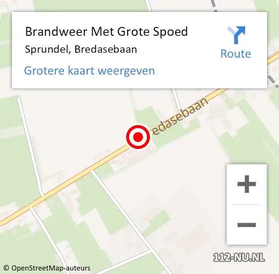 Locatie op kaart van de 112 melding: Brandweer Met Grote Spoed Naar Sprundel, Bredasebaan op 24 november 2019 16:07