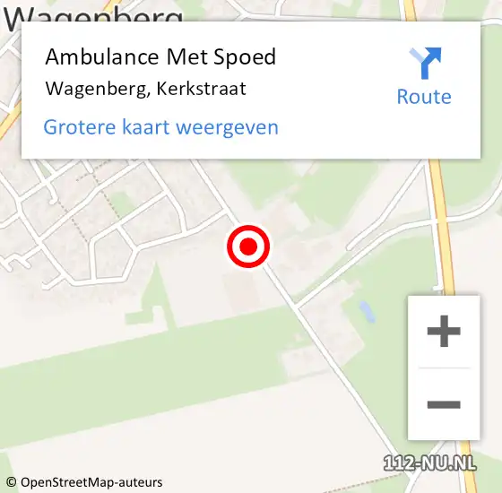 Locatie op kaart van de 112 melding: Ambulance Met Spoed Naar Wagenberg, Kerkstraat op 24 november 2019 16:21