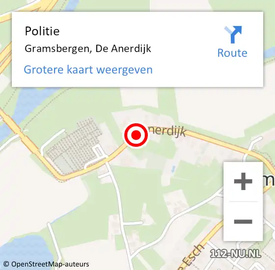 Locatie op kaart van de 112 melding: Politie Gramsbergen, De Anerdijk op 24 november 2019 16:37