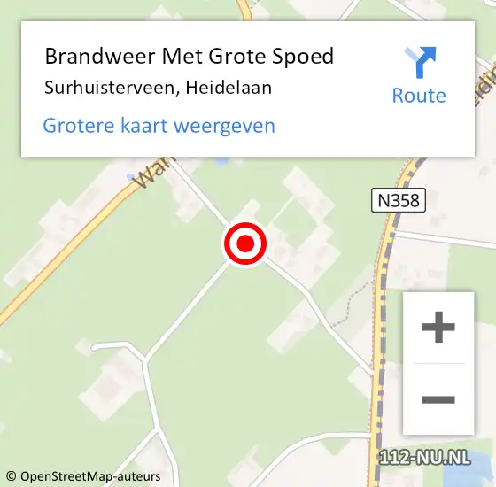 Locatie op kaart van de 112 melding: Brandweer Met Grote Spoed Naar Surhuisterveen, Heidelaan op 24 november 2019 17:00