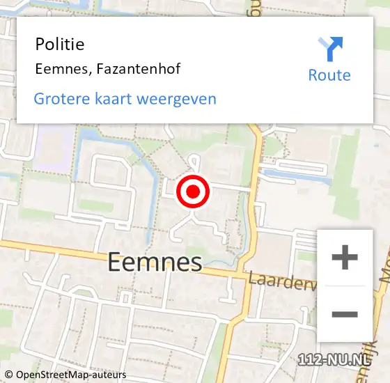 Locatie op kaart van de 112 melding: Politie Eemnes, Fazantenhof op 24 november 2019 17:16